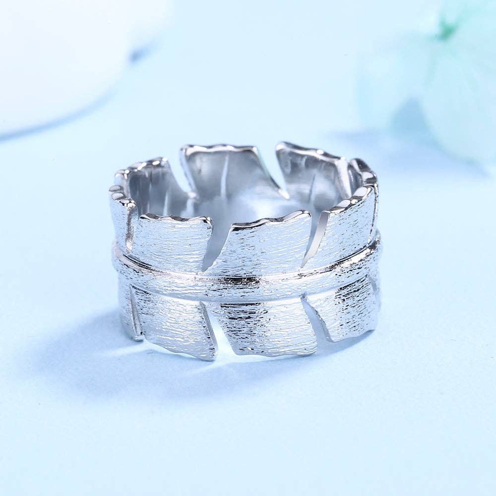Amy and Annette - Wholesale Cocktail/Statement Ring - Amy and Annette 14K White Gold Detailed Leaf Ring1