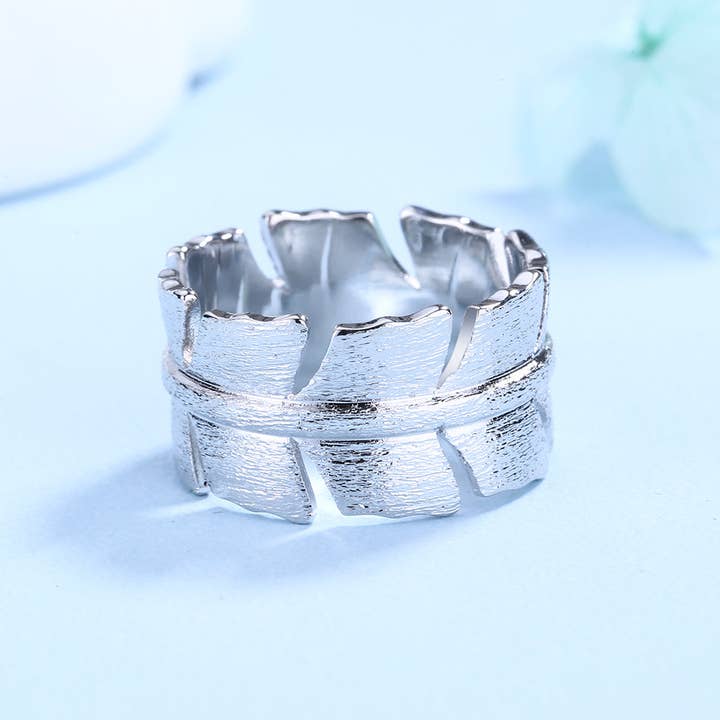Amy and Annette - Wholesale Cocktail/Statement Ring - Amy and Annette 14K White Gold Detailed Leaf Ring1