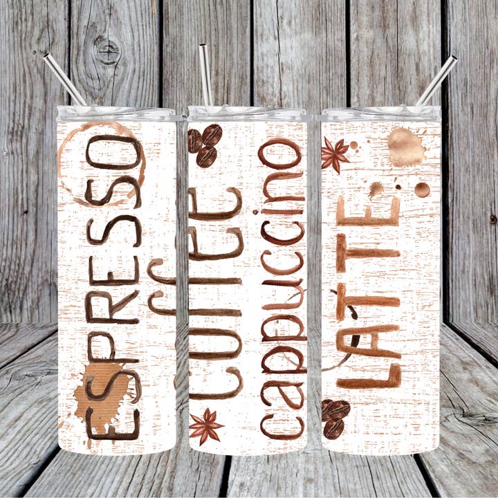 Gobelet skinny 20 oz pour café expresso et cappuccino latte pour la vente par Dogwood Graphics & Design