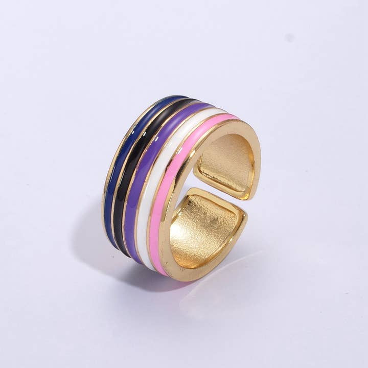 Aim Eternal - Wholesale Band/Stacked Ring - Pride Flag Rings LGBTQ Ring Gold Filled Open Adjustable Stac3
