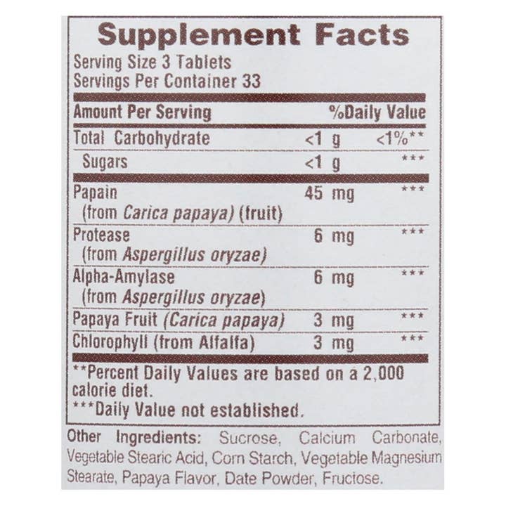 Everyday Supply Co - Wholesale Oral Supplement/Vitamin - Papaya Enzyme Chewables with Chlorophyll - 100 Tablets1