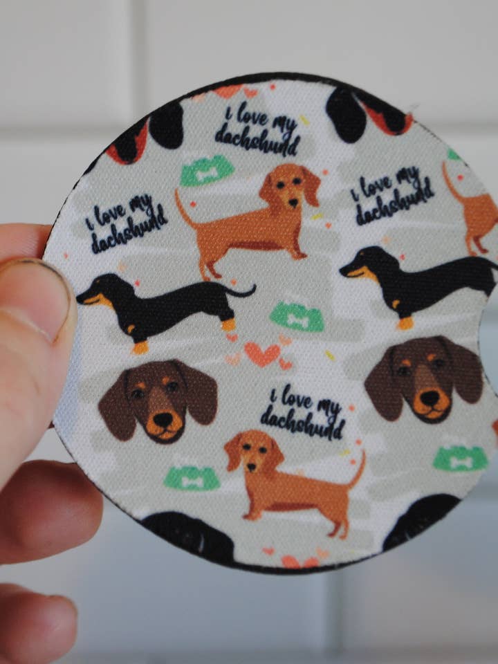Set de posavasos para coche Dachshund para venta al por mayor de Itsfaithscreations