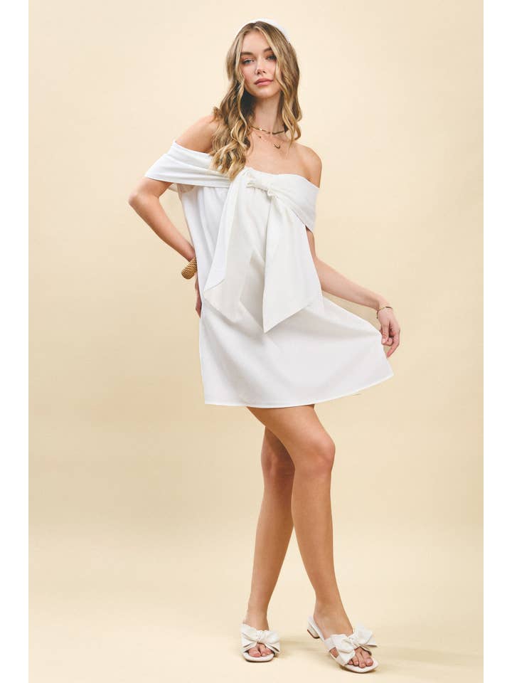 TCEC - Wholesale Dress - Women's - CD05416-Front Statement Bow Off the Shoulder Dress
