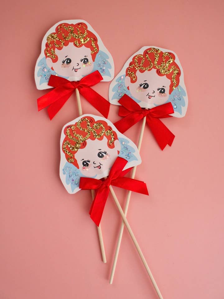 Vintage Cupid Valentine Handmade Glitter Party Wand for wholesale by Party & Parlour