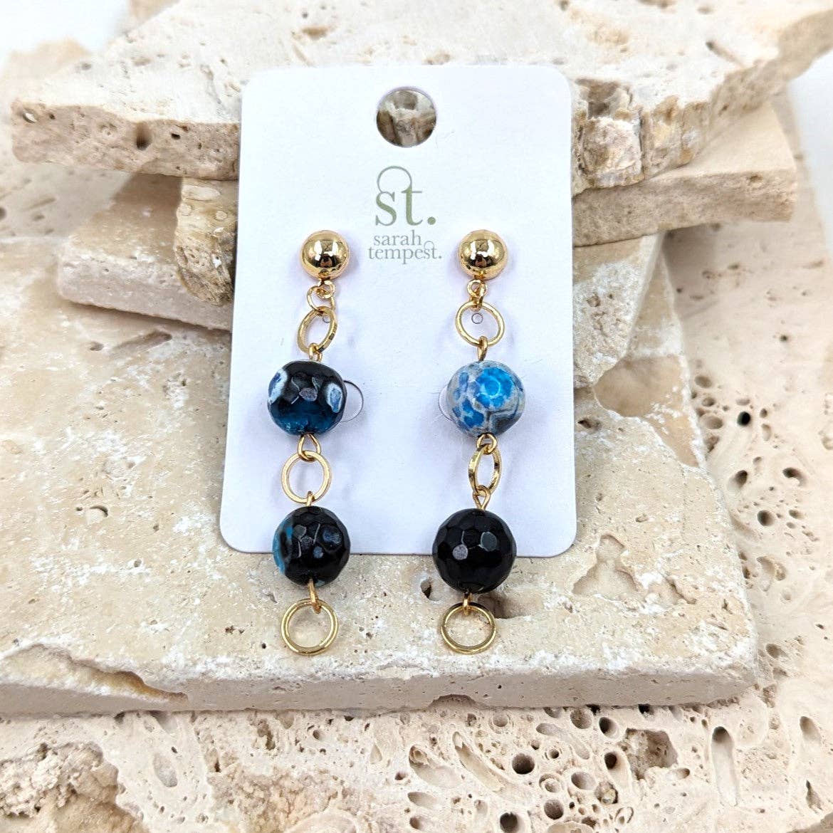 Tempest Designs - Wholesale Dangle Earrings - Round bead earrings with circle spacers