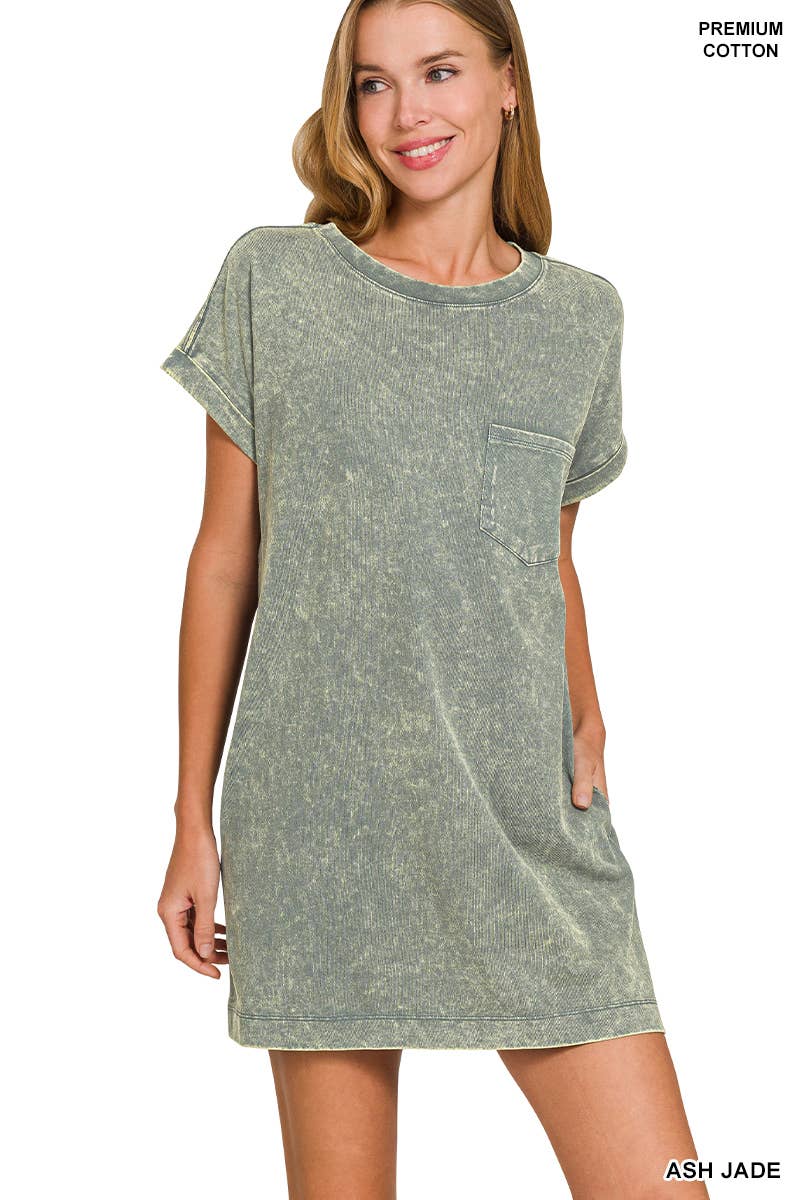 42POPS - Wholesale Dress - Women's - 'Cotton Washed T-shirts Dress w/ Side Pockets21