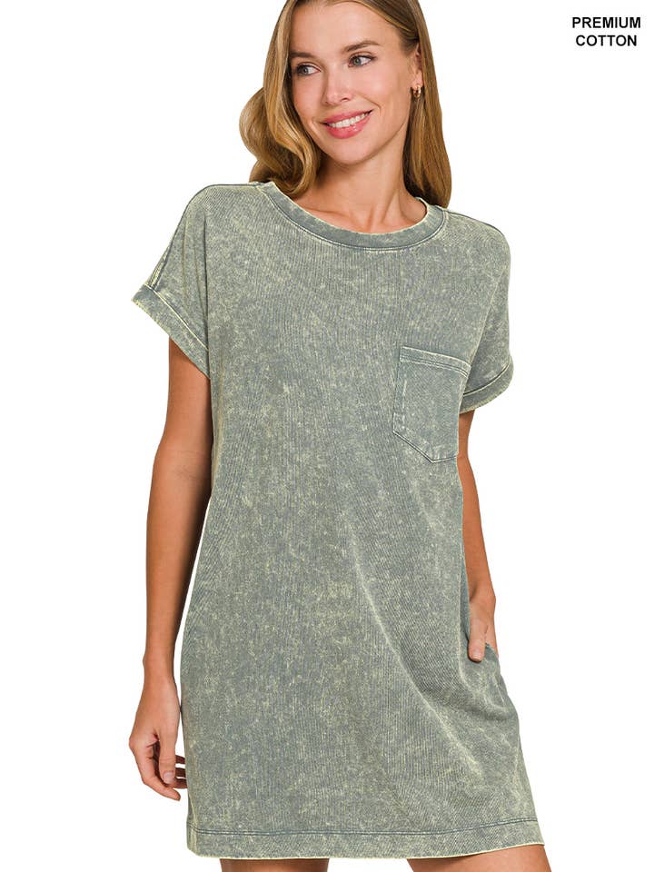 42POPS - Wholesale Dress - Women's - 'Cotton Washed T-shirts Dress w/ Side Pockets21