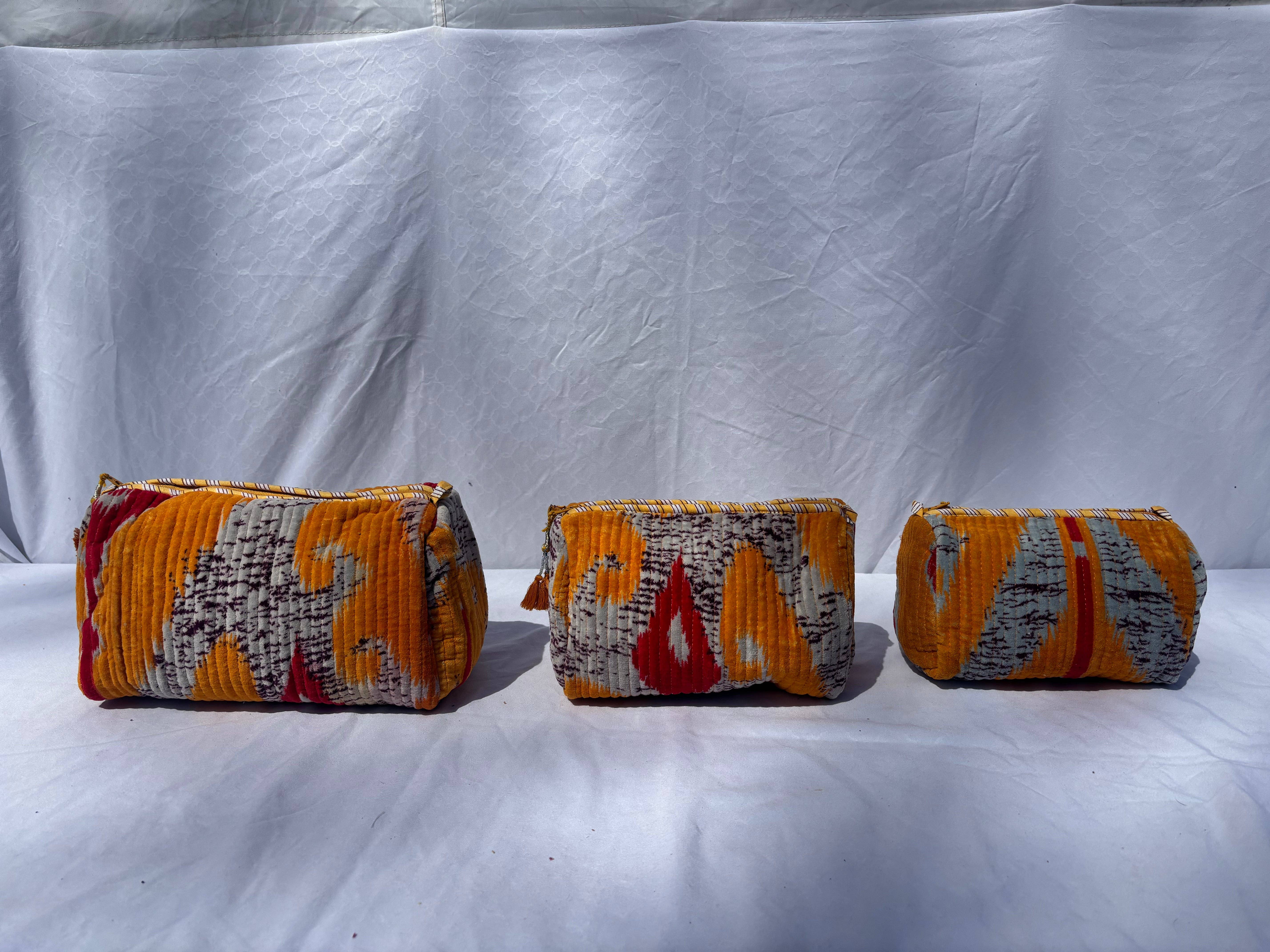 Tibet Handicrafts LLC - Wholesale Travel Set - Orange Vibes Velvet 3 Piece Travel Set11