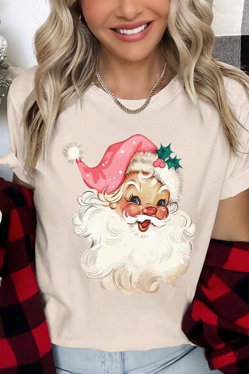 COLORBEAR – wholesale Grafisk T-shirt - Unisex – Retro Rosa Jultomtegrafisk T-shirt3