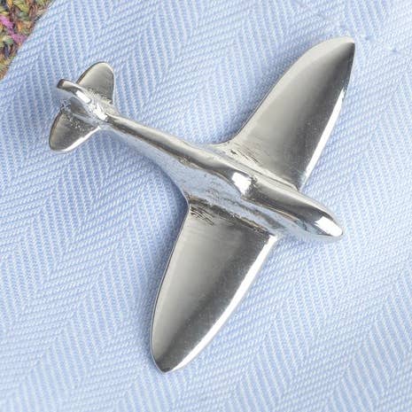 Spitfire Aeroplane English Pewter Cufflinks for wholesale by Glover & Smith