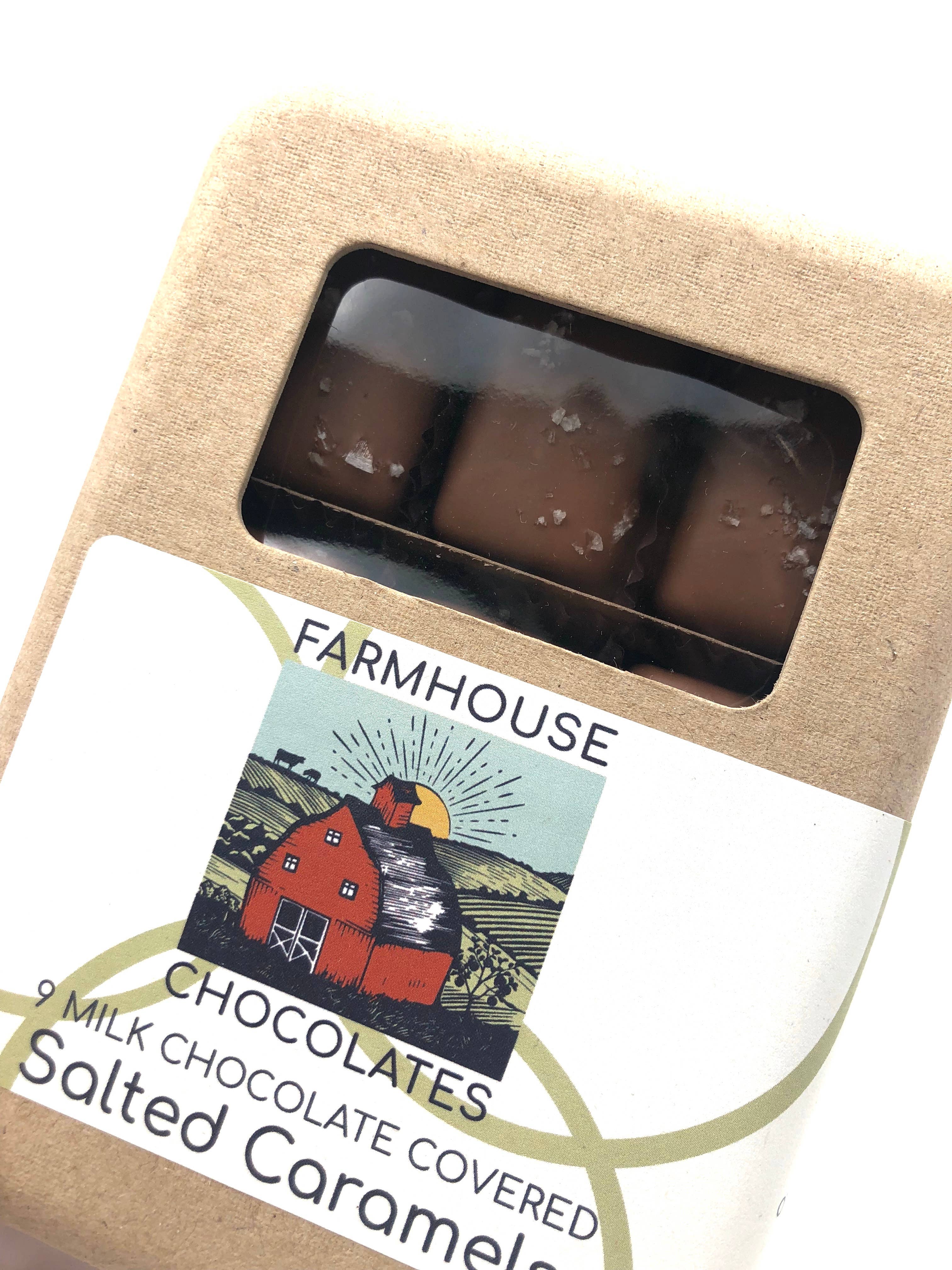 Farmhouse Chocolates - Wholesale Chocolate Covered Sweets - 9 Piece Box Milk Chocolate Covered Salted Caramels1