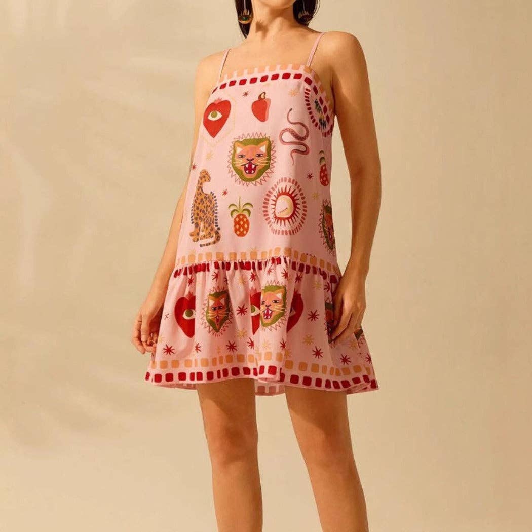 Funkyrel® Atzbranding Limited - Vente Robe – femme - Troposa - Robe Mini Rose à Bretelles - Ludique & Chic3