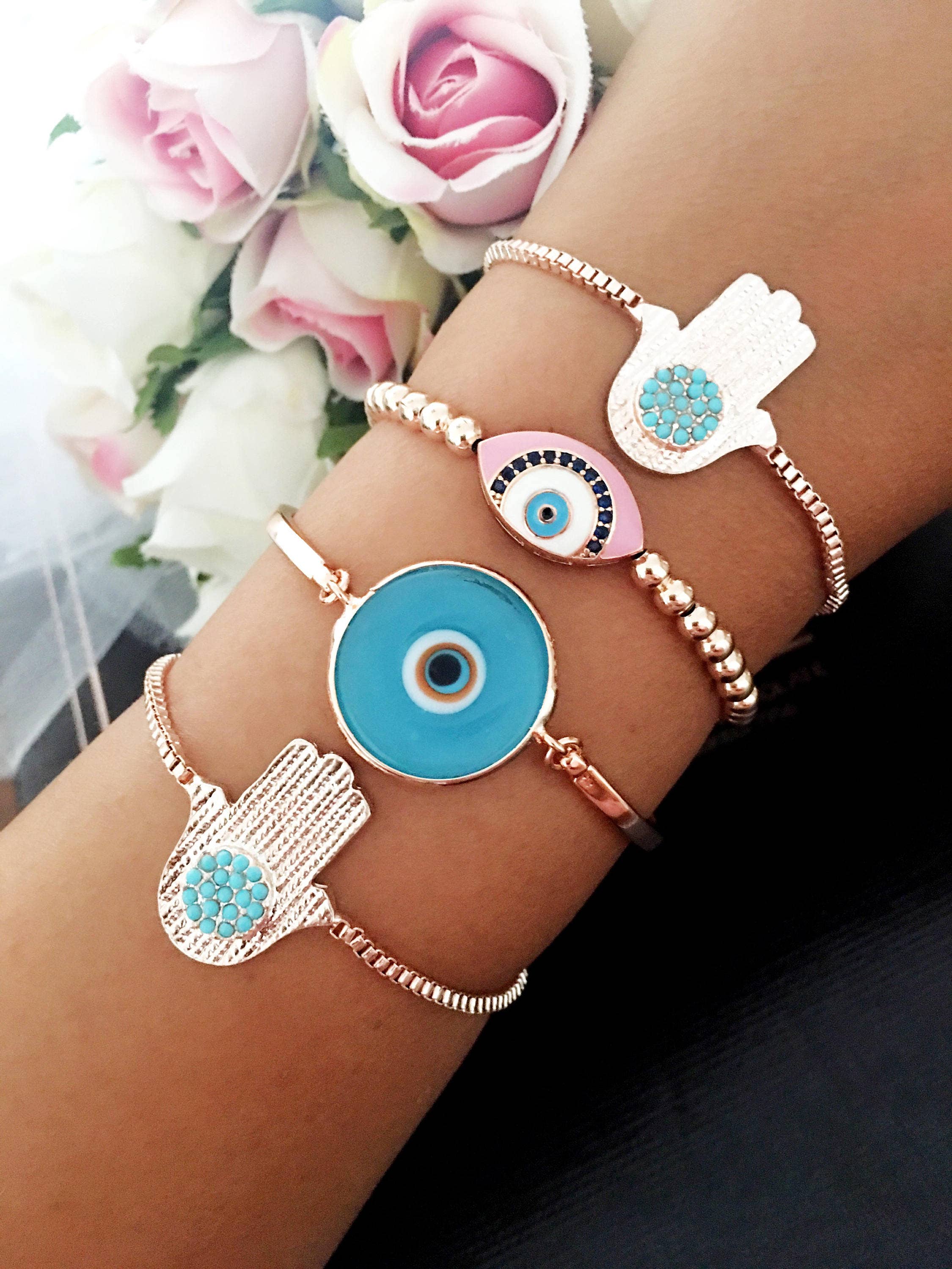 Evileyefavor - Wholesale Jewelry Set - Rose Gold Bracelet Set, Evil Eye Hamsa Bracelet4