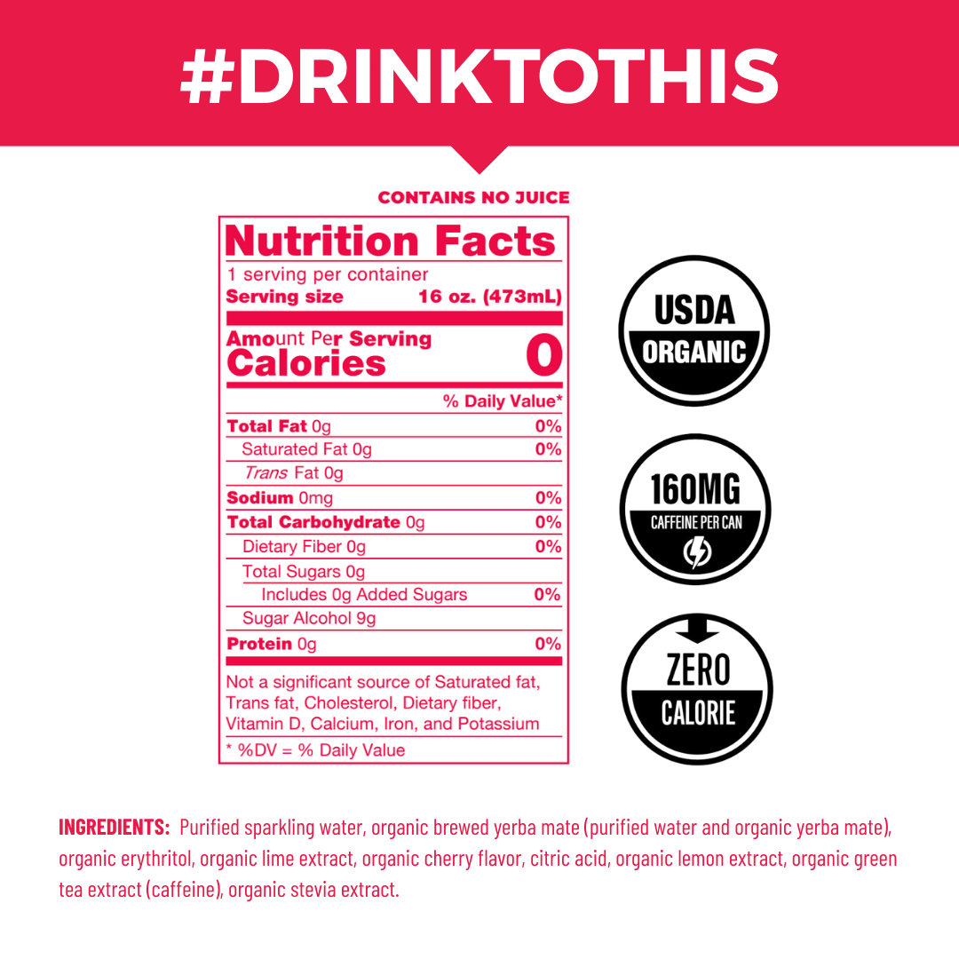 CLEAN Cause - Wholesale Iced Tea - Organic Cherry Lime Zero-Calorie Yerba Mate Tea - 12-pack 2