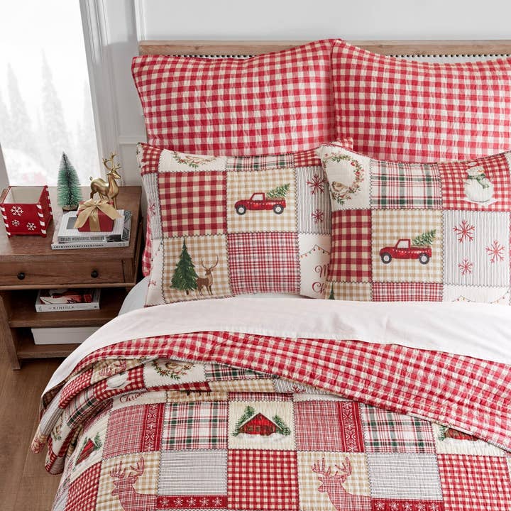 Red Home for Christmas Quilt Set for wholesale on Faire