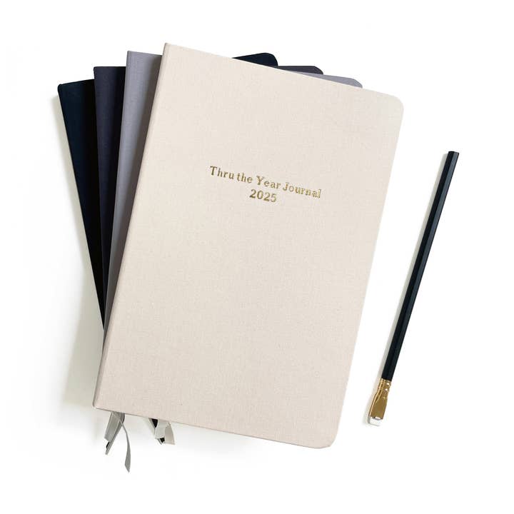 Custom Text Foil Embossed Linen Notebook | Neutral Tones for wholesale by Studio Portmanteau