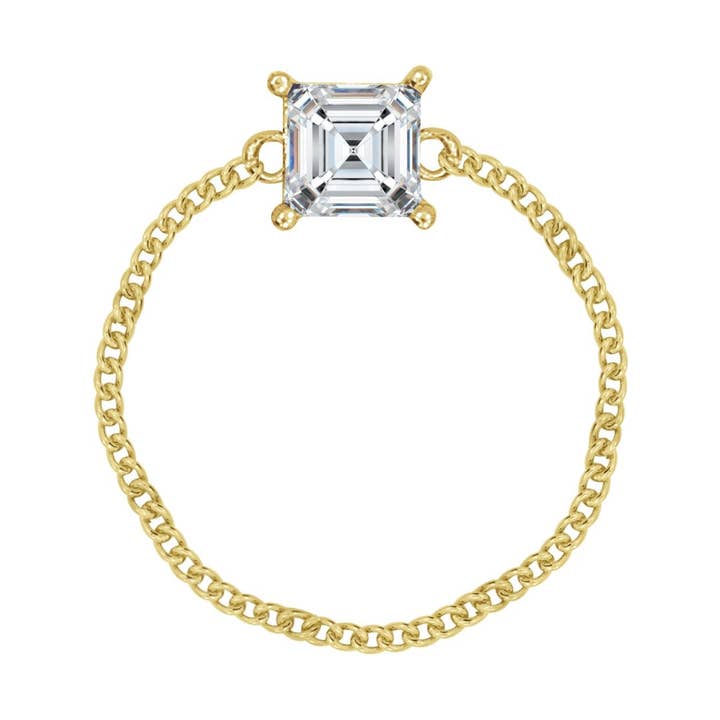 Asscher Cut kabel kedja ring för wholesale av GEMOUR