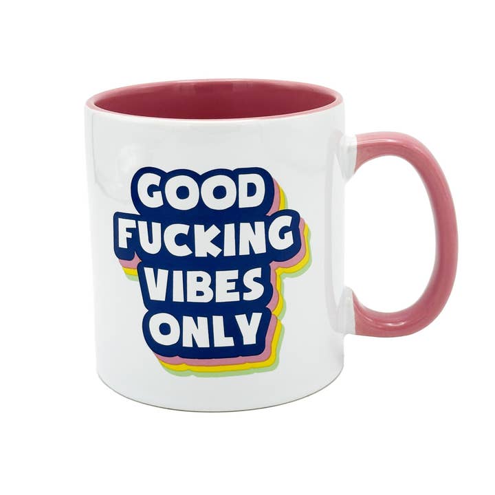 Giant 22 oz Good Fucking Vibes Novelty Coffee Mug for wholesale by Island Dogs
