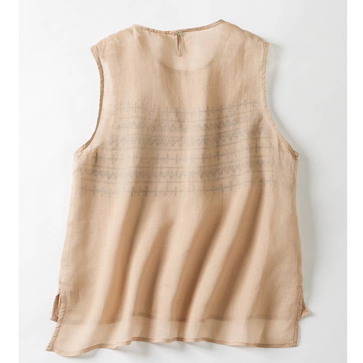 Hope & Sunshine - Wholesale Blouse - Women's - Embroidered Ramie Sleeveless Top