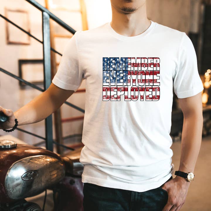 Remember Everyone Deployed Tee for wholesale by Patriotic Threads