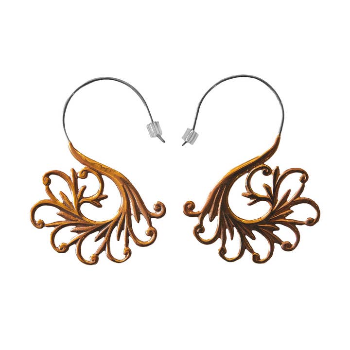 Creeping Vine Copper Earrings ~ Sterling silver wires for wholesale by Ajmer by Jodi