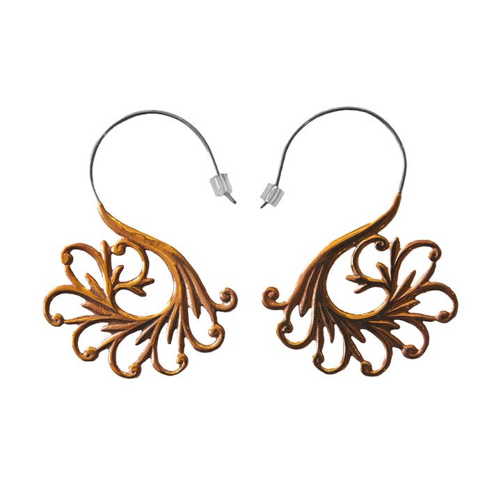 Creeping Vine Copper Earrings ~ Sterling silver wires for wholesale by Ajmer by Jodi