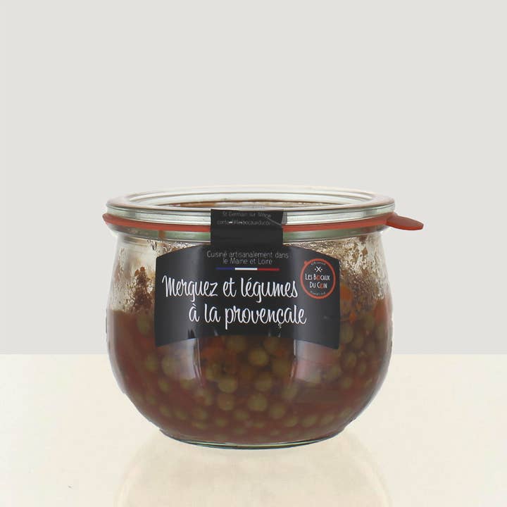 Glas mit Merguez und Gemüse — 100% lokal und handwerklich hergestellt für den Großhandel von Les Bocaux du coin