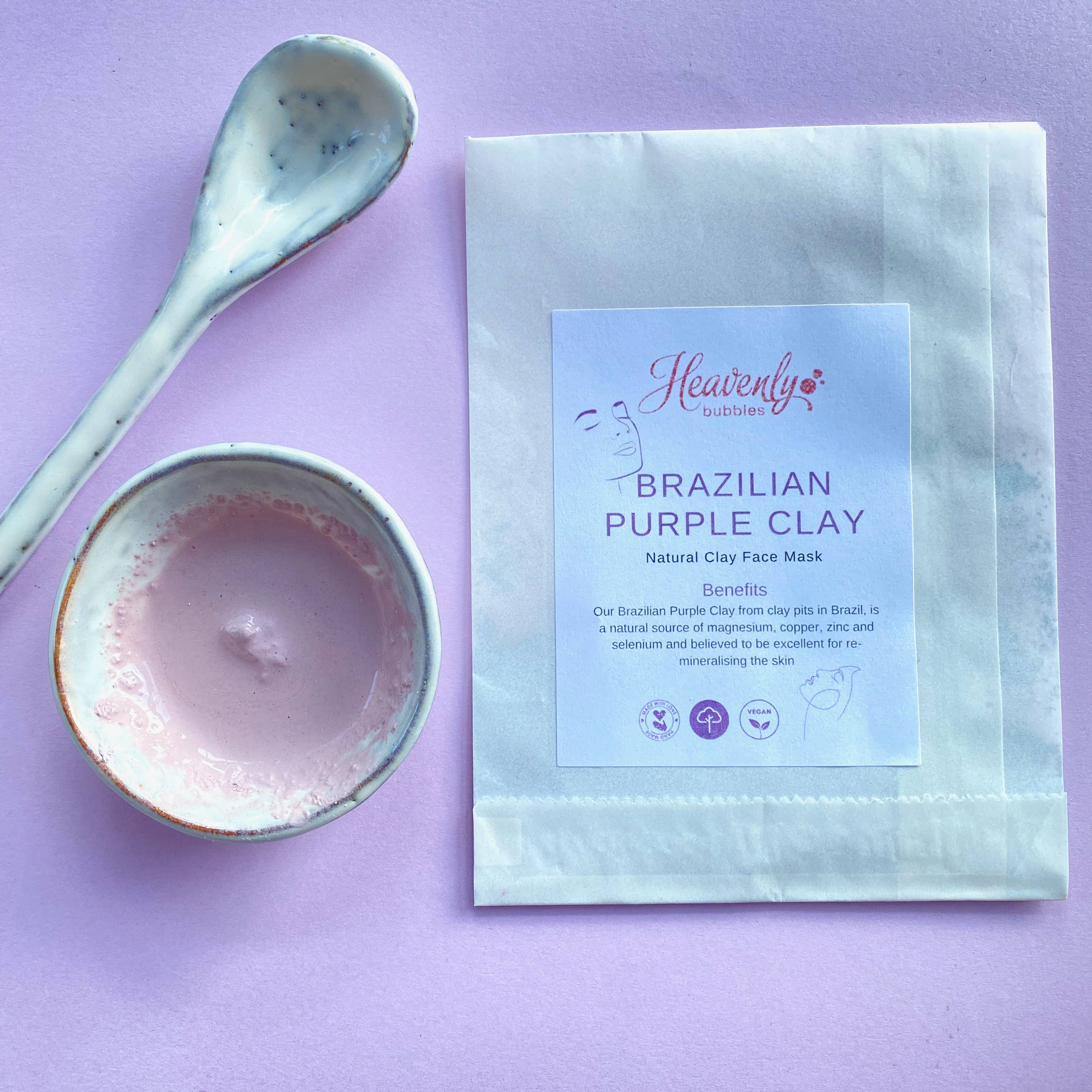 Heavenly Bubbles - Wholesale Skincare Face Mask - Brazilian Purple Natural Clay Face Mask Single Sachet1