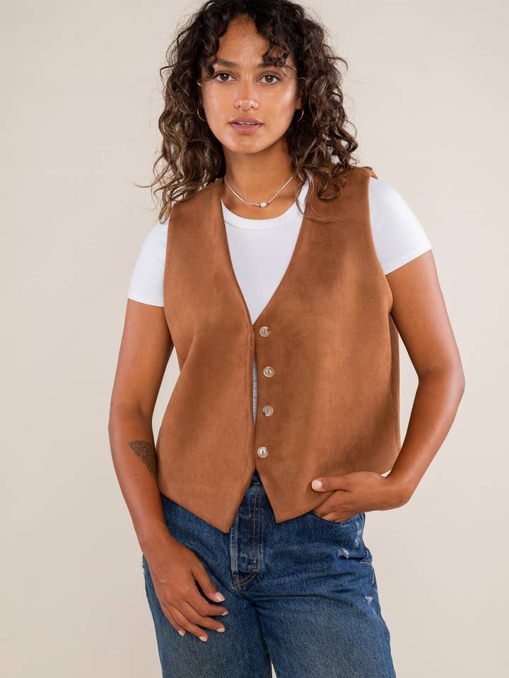 Colete de camurça sintética Leigh por atacado de NLT