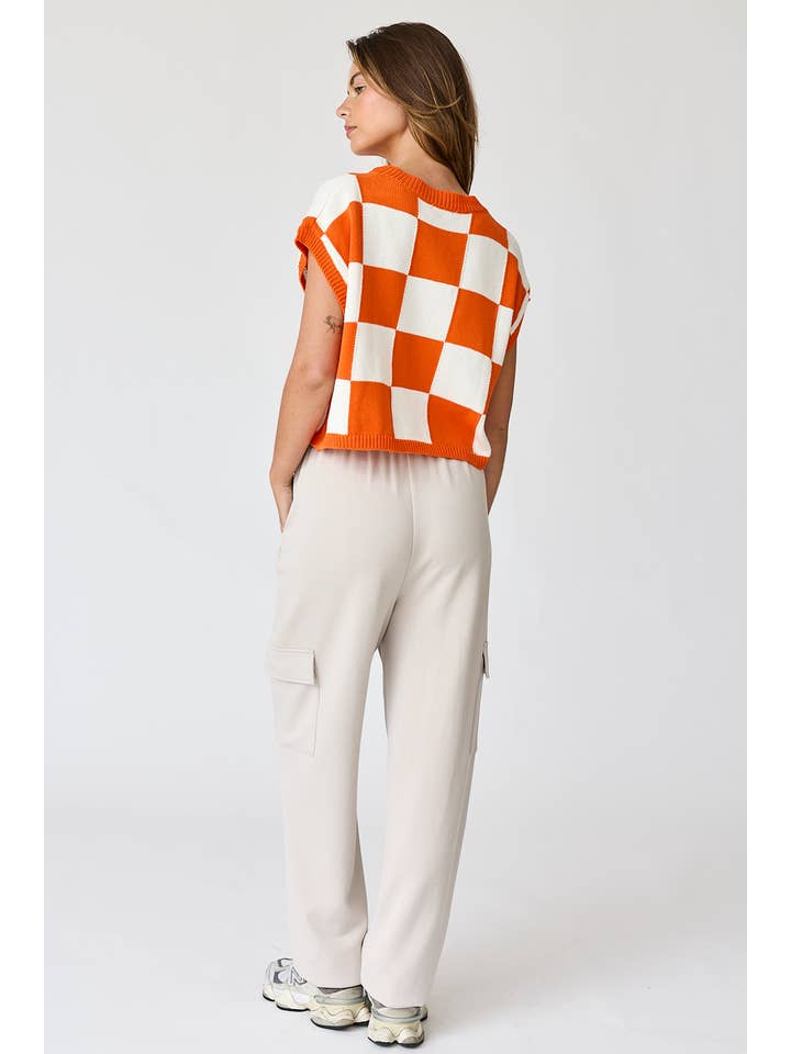 Papermoon - Vente Haut en maille – femme - PT18159 - Haut en tricot à carreaux à coupe ample Hannah9