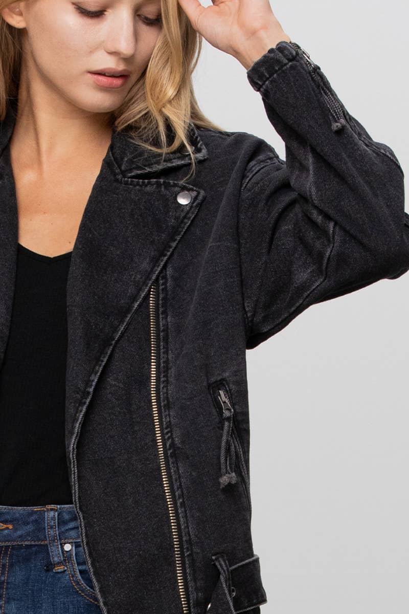 Insane Gene USA - Vente Veste en jean – femme - Veste moto oversize en jean6
