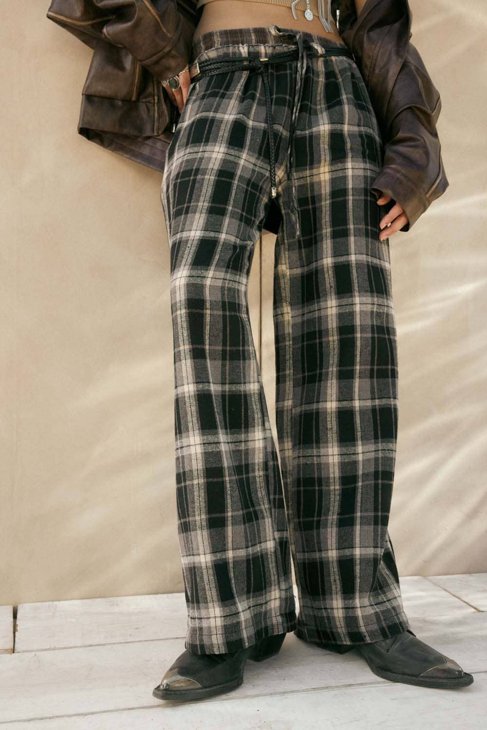 Promesa USA - Wholesale Pants - Women's - Plaid Flannel Wide-Leg Drawstring Pants2