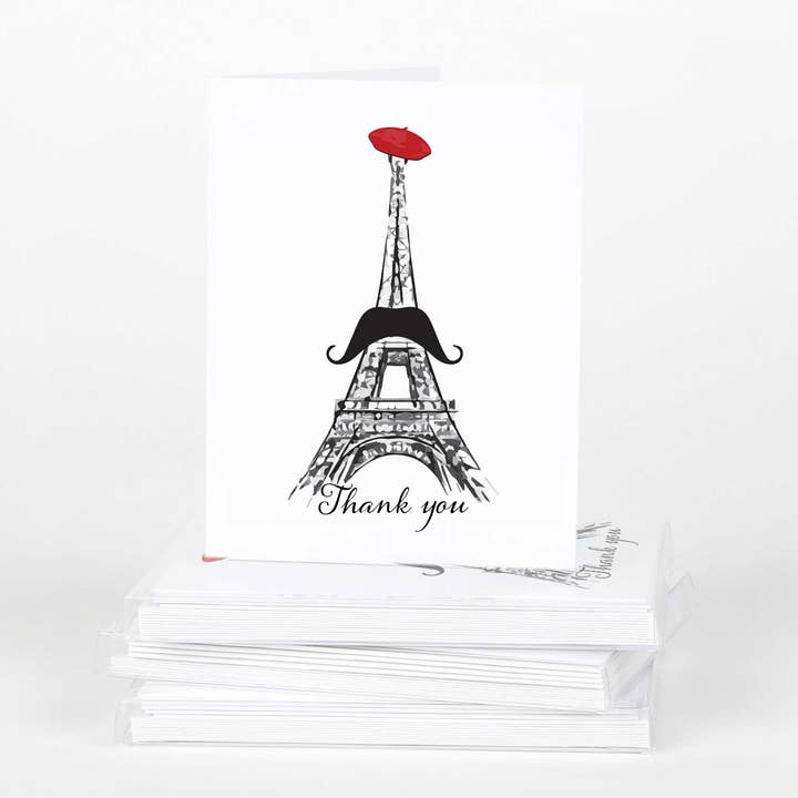 Agradecimiento Torre Eiffel con sombrero para venta al por mayor de Potluck Press