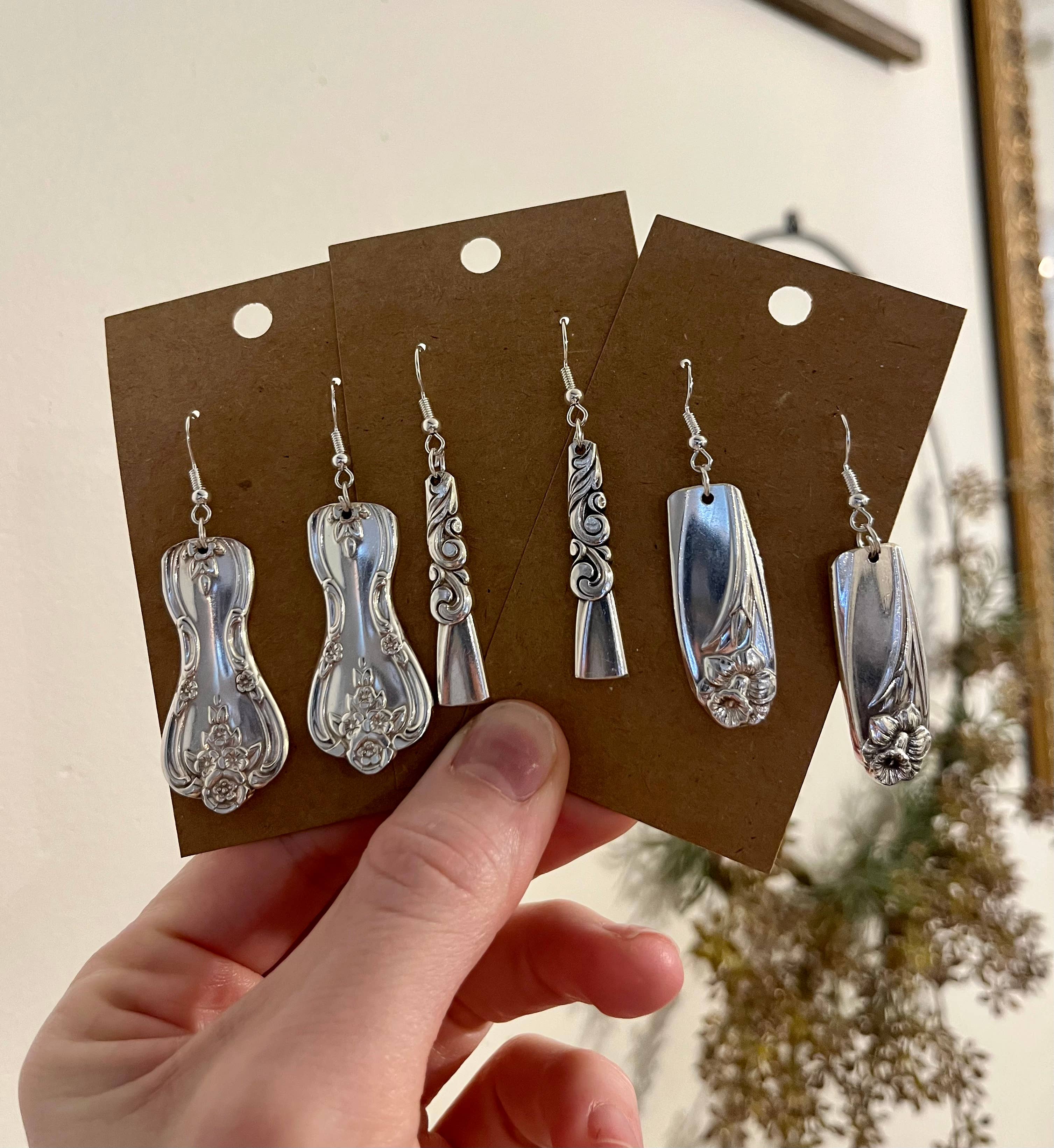 Spoon Jewelry By Emily - Vente Boucles d'oreilles pendantes - Boucles d'oreilles vintage en argenterie faites à la main — Motifs assortis1