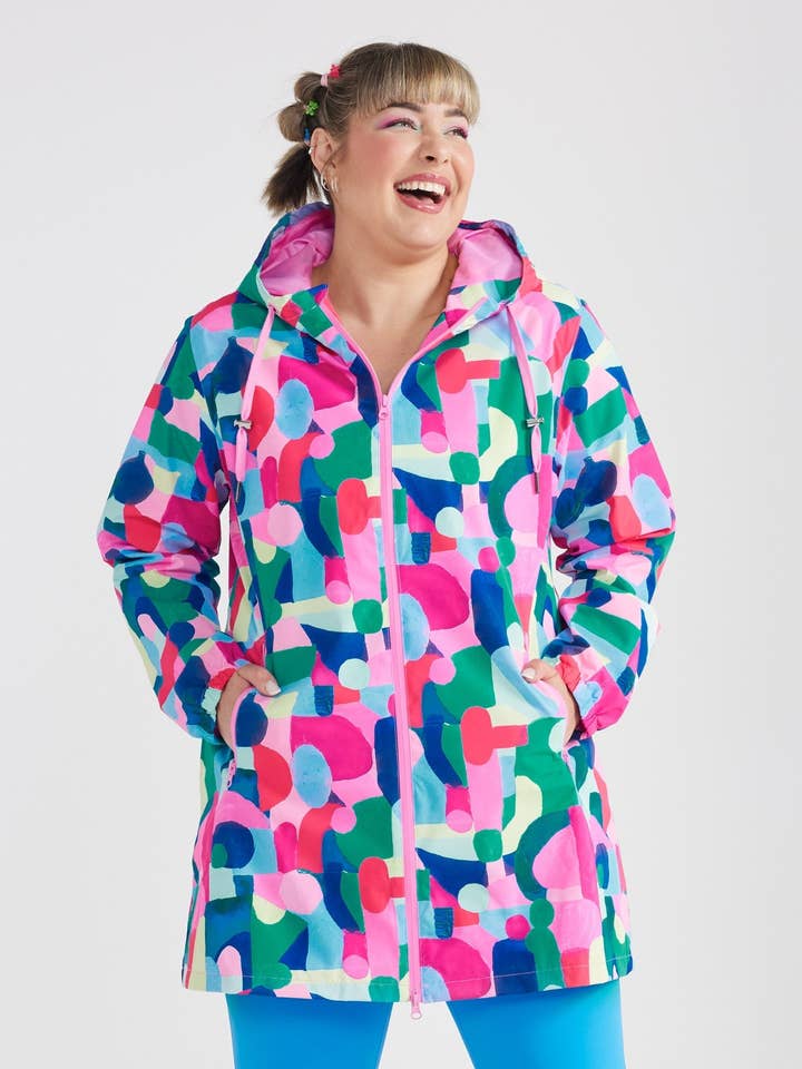 Confetti Jewels Longline Raincoat for wholesale by Mama Movement