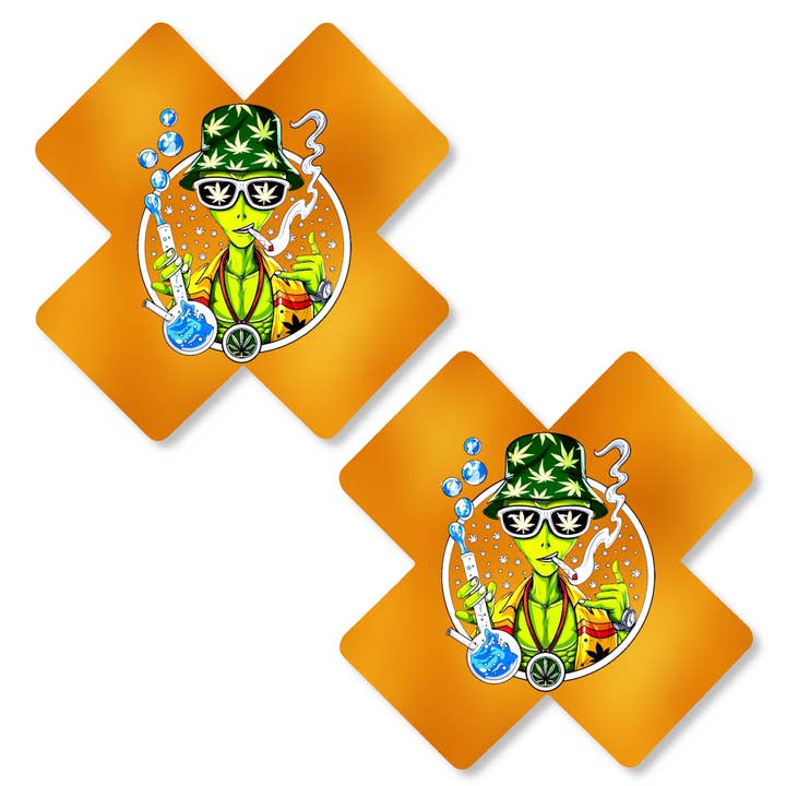 Niptees - Wholesale Nipple Pasties - Women's - Smoking Alien Nipple Cover Pasties | Fun for Festivals6