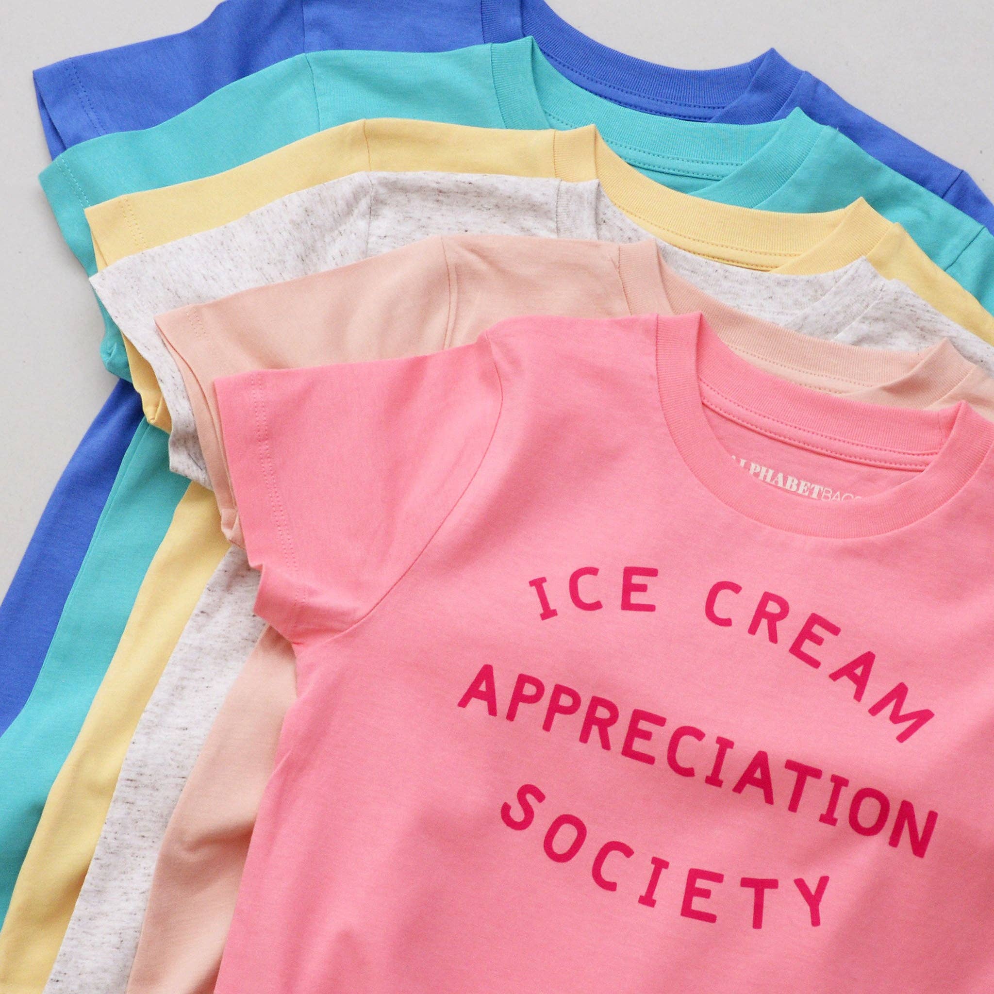 Alphabet Bags – wholesale Screen-printed t-shirt – Kids – Ice Cream Appreciation Society - Kid's T-shirt - Tropical Turquoise4