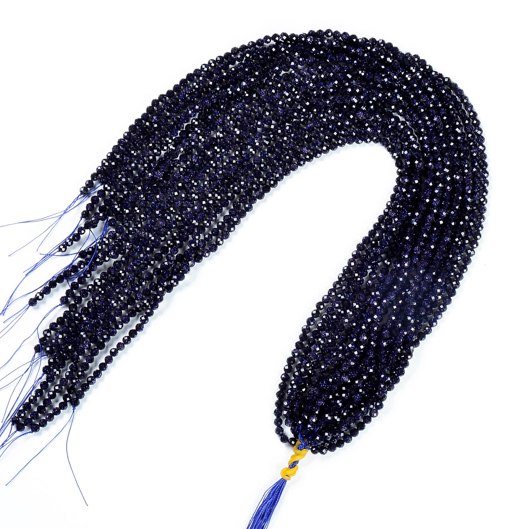 Beads Creation – wholesale Beads – Night Sky Blue Sandstone Genuine Faceted Round Beads PRP4963