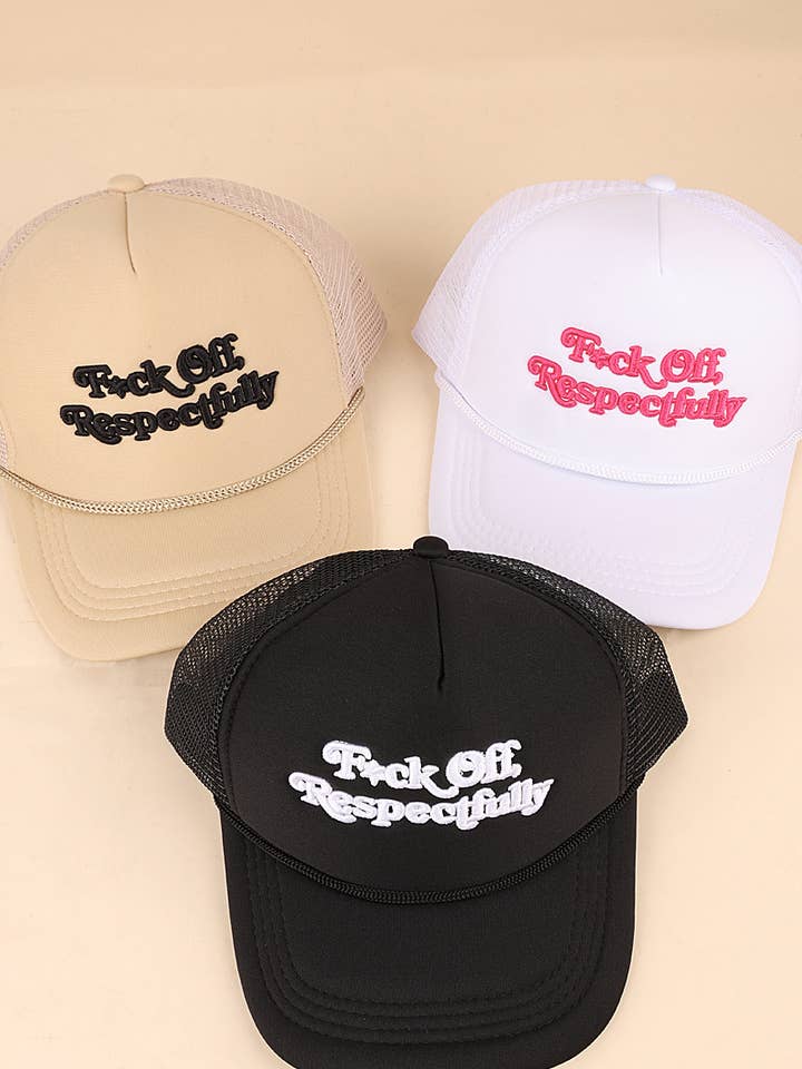 Fuck af, respektfuldt mesh trucker cap for engroshandel hos Vanilla Monkey