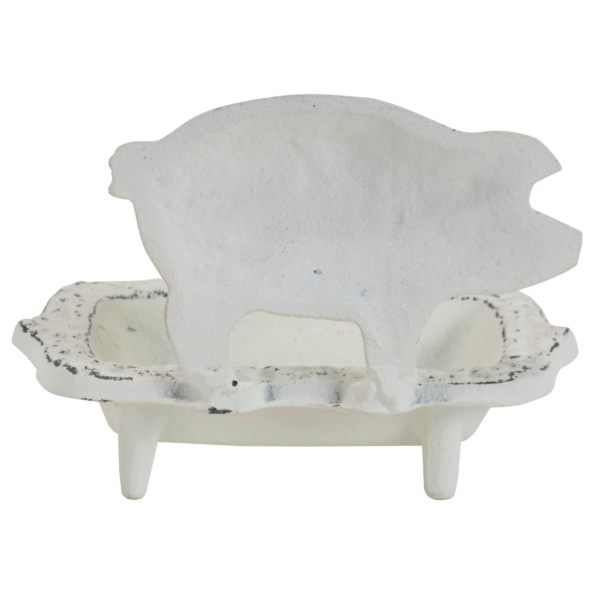 Foreside Home & Garden - Wholesale Bath Soap Dish - White Farmhouse Rustic Antique Metal Pig Soap Dish4