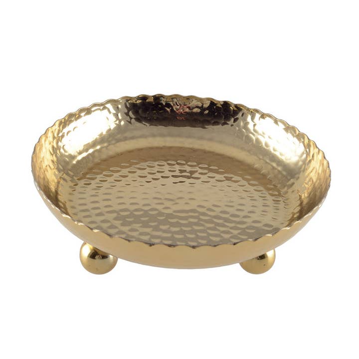 AULICA hammrad guldfärgad bricka på runda fötter, 23 cm för wholesale av AULICA