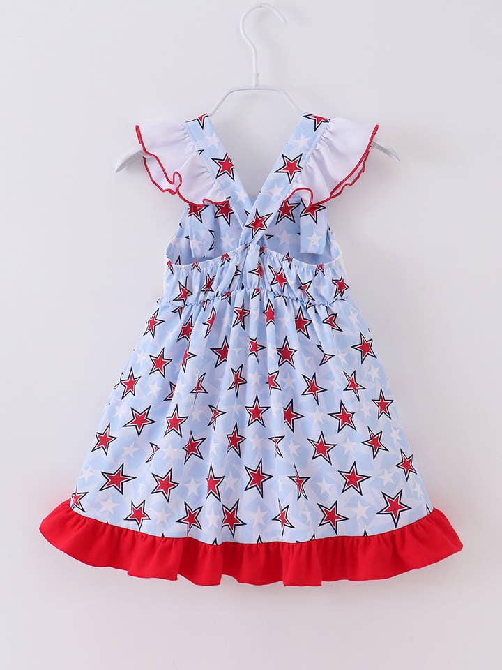 littleoneusa - Wholesale Dress - Kids - 4TH OF JULY Star Ruffle Girl Smocked Dress