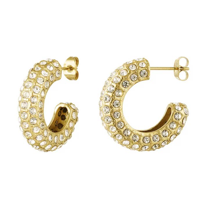 Zircon ear studs - stainless steel for wholesale by Jewel2Me