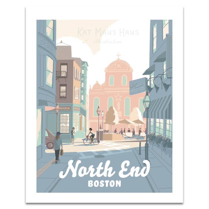 North End, Boston Print for wholesale by Kat Maus Haus Illustration