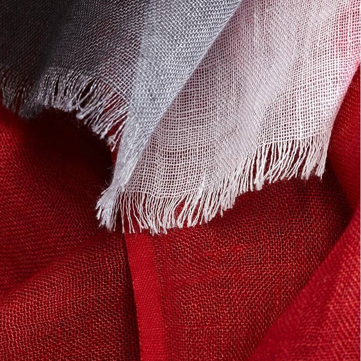 AV08 PARIS - Wholesale Scarf - Unisex - MEN'S SCARF TRESTRIGNEL – LINEN – RED WHITE GRAY TIE & DYE1