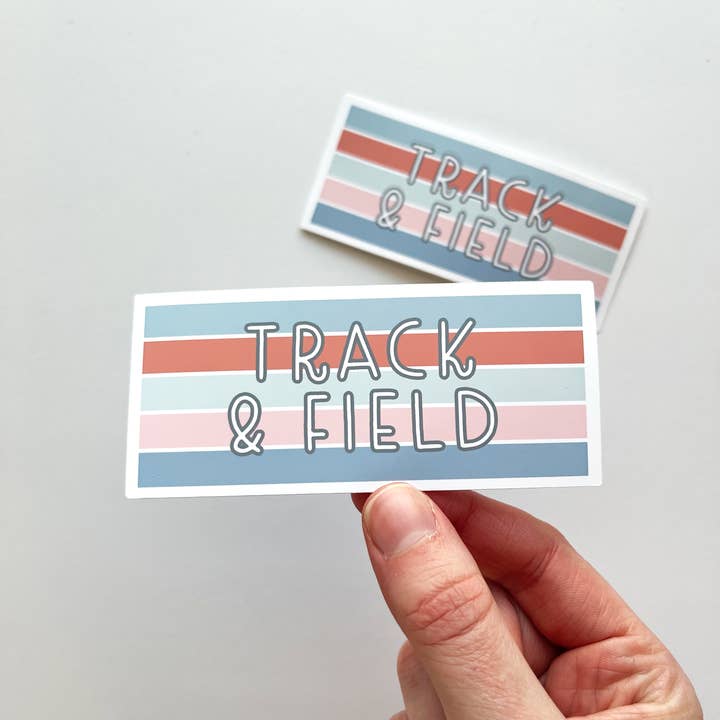 Track And Field Rectangle Sticker for wholesale by Keegsie Running
