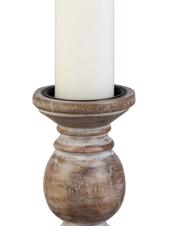 Suporte de Madeira Castanha de 6" de Altura - Para Vela de 3" por atacado de Biedermann & Sons