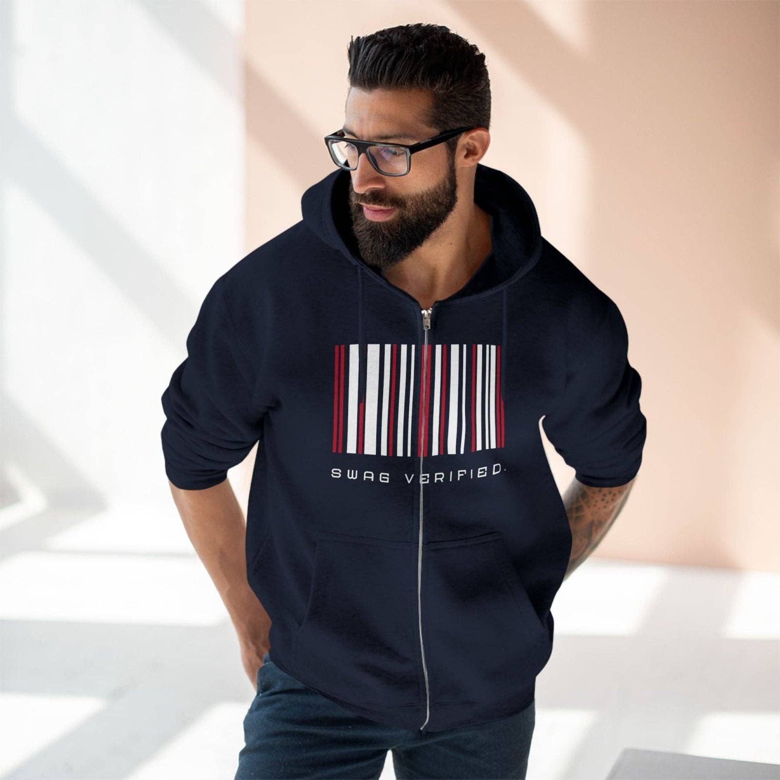 Ohhh So Swag - Wholesale Hoodie - Unisex - Swag Verified. Barcode Unisex Premium Full Zip Hoodie | US8