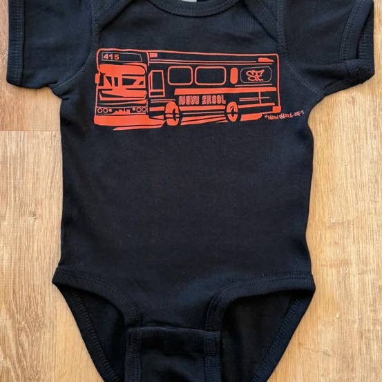 Bus 2026 Black Infant Onesie for wholesale by New Skool