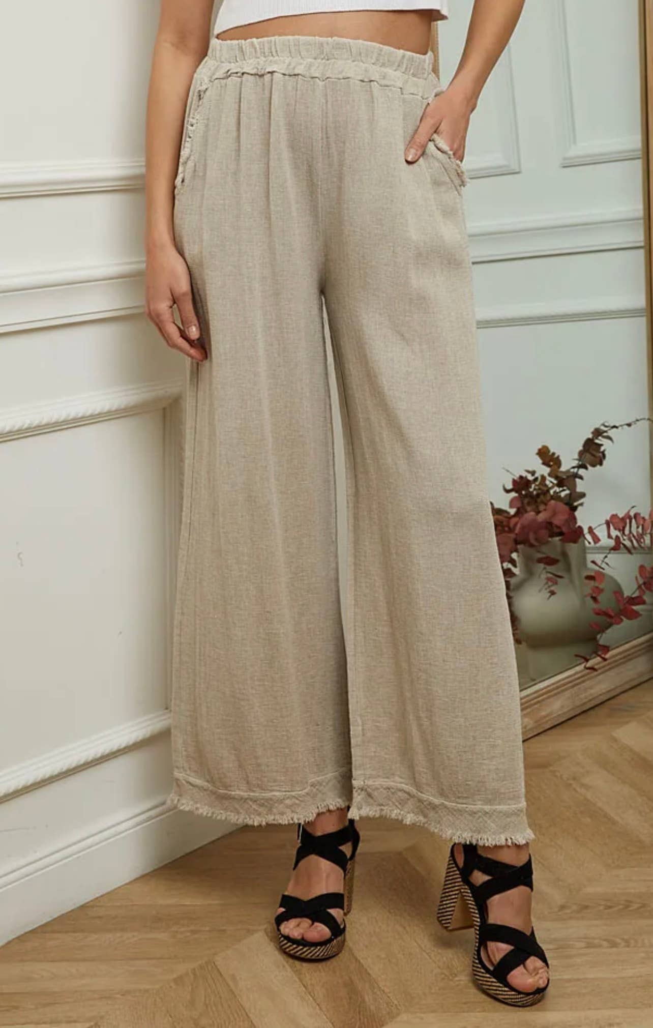 LÉA & LUC – Calças - Mulher por atacado – Calças em 50% Linho 50% Algodão REF. 93392